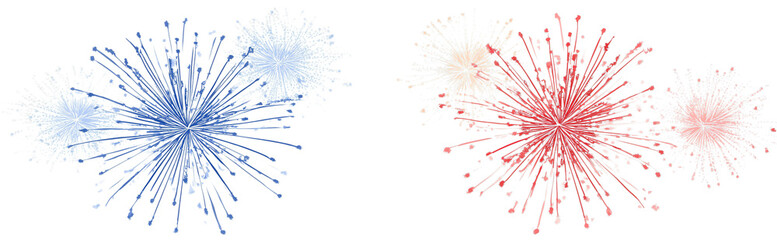 Blue and Red Fireworks Explosion Background