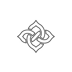 Celtic Knot Symbol, Intertwined Lines, Abstract Geometric Design, Vector Art