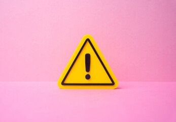 Warning sign on a pink background. Warnings for women. Health issues. Preventive care symbol, risk...