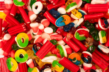 Assorted colorful gummy candies. Jelly  sweets.