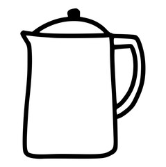 Fototapeta premium coffee pot carafe, hand drawn crayon brown wax crayons tea kettle doodle, rough texture cafe drink element perfect for breakfast, kitchenware, morning break, or hot beverage concept