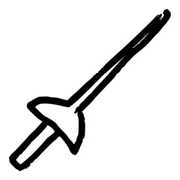 Sword doodle hand drawn, rapier sketch, fencing foil ink drawing, weapon blade icon, knight saber, medieval gladiator equipment, metal steel warrior tool art