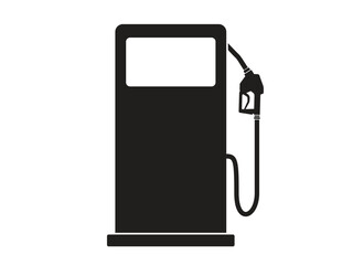 Black silhouette of a gas pump. Fuel service station. Vector illustration isolated on a white background