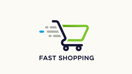Dynamic Fast Shopping Cart Logo for E-commerce and Quick Delivery Services. © Rangga
