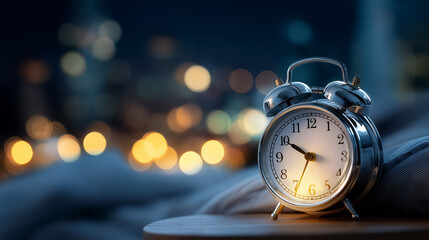 Alarm clock in middle of night insomnia display time anxiety sleep disorder symbol bedroom struggle nighttime restlessness sleeplessness problem defocused background with