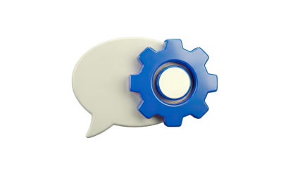 Speech Bubble with Blue Gear Icon
