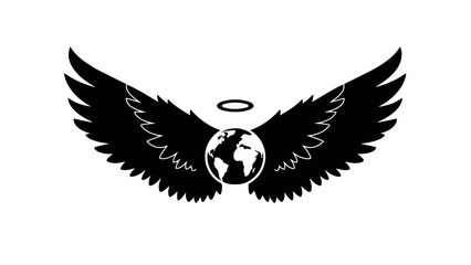 Obraz premium Symbolic representation of a guardian angel watching over the planet Earth