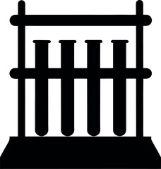 Test Tube Beaker Icon in Rack Silhouette for Chemistry Lab Illustration