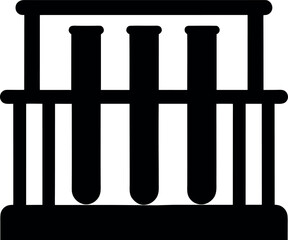 Test Tube Beaker Icon in Rack Silhouette for Scientific Experiment Illustration