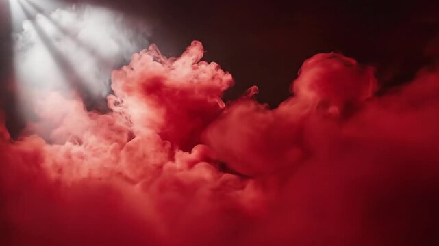 Dramatic red cloud formation with sun beams and atmospheric effects