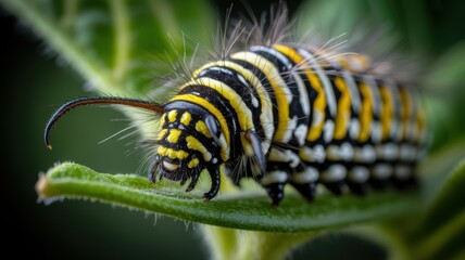 Fototapeta premium Extreme Macro Detail of a Colorful Caterpillar - Hairs, Prolegs and Skin Pattern