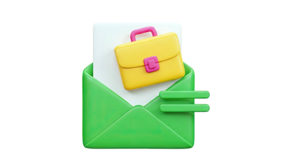 3D Illustration of a Briefcase in an Open Envelope