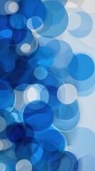 Abstract Blue Bubbles: An elegant abstract design of overlapping, transparent blue circles of varying sizes, floating gently against a gradient backdrop, evoke a sense of fluidity and depth.