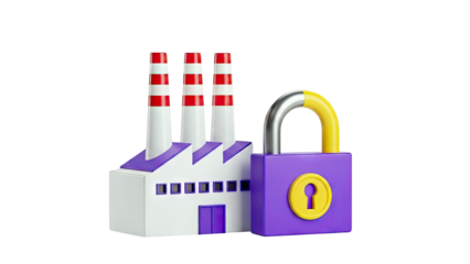 3D Render of a Locked Factory