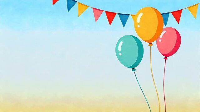 Colorful balloons and party flags