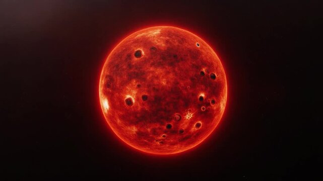 Massive red supergiant star pulsing with deep crimson surface bubbles and plasma convection, 8K.