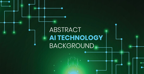 Fototapeta premium Abstract AI Technology Background with Glowing Circuit Lines