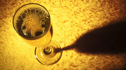 champagne. Elegant champagne flute with golden reflections, representing celebration and refined taste. bar promotions, beverage menus, designed for food & beverage menus and cafe branding.