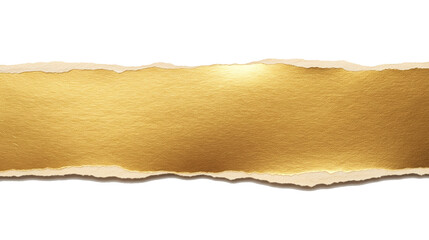 Elegant Ripped Golden Glitter Paper Strip with Torn Rough Edge Isolated on Transparent Background