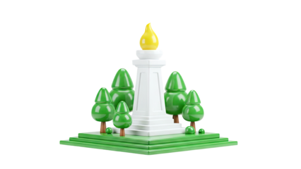 Monumen Nasional 3D model with trees