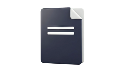 3D Document Icon with Two Horizontal Lines