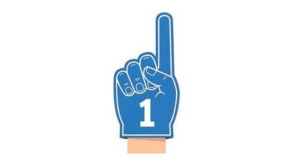 Obraz premium Blue Foam Finger with Number One Symbolizing Victory and Support.