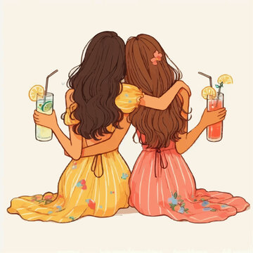 girls with lemonade drinks 