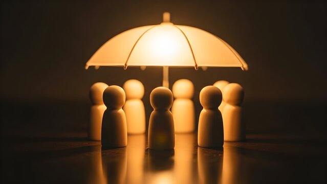 Cultivar la seguridad psicol&oacute;gica y la confianza en los compa&ntilde;eros de trabajo colaborativos bajo un paraguas brillante en un entorno de apoyo.