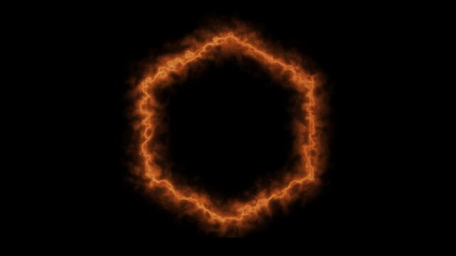 Abstract fiery hexagon shape motion background