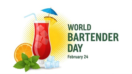 Vibrant cocktail with umbrella on World Bartender Day