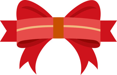 Decorative Red bow with horizontal ribbon isolated on white.