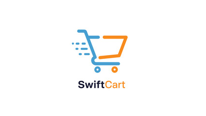 SwiftCart logo with a dynamic shopping cart icon.