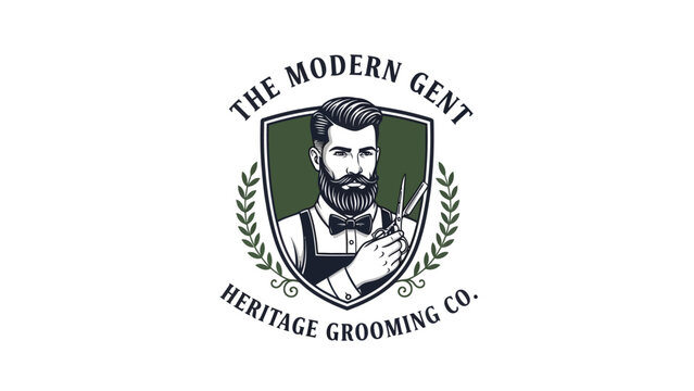 The Modern Gent Heritage Grooming Co. Barber Logo.