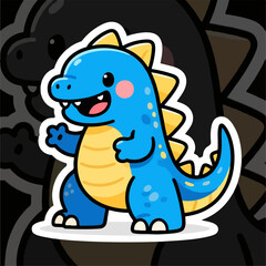 Obraz premium Cute Blue Monster Cartoon Character
