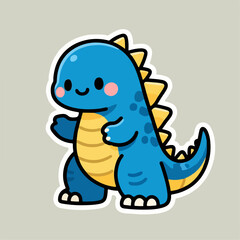 Obraz premium Cute Blue Monster Cartoon Character