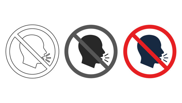 no talking icons. no talking prohibited sign icon set in outline solid and color style