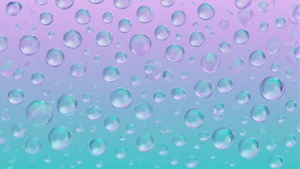 Transparent Water Droplets on a Gradient Background, Beautiful Texture.