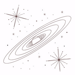 Brown planet with rings and stars in space ring system © md solaimas