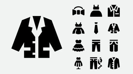 Wedding wear and bridal fashion icons set