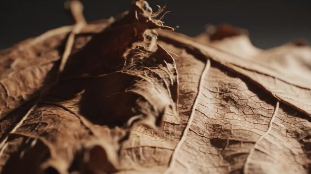 Close Up Animated Sequence Of A Decaying Leaf Showing Nature's Transition And Texture Detail