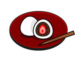 いちご大福のイラスト　断面と全体