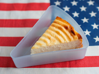 American Cake Slice on Flag Background