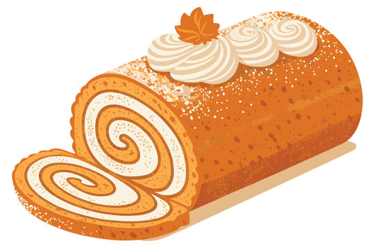 Traditional Pumpkin Roll Swirl Slice Illus