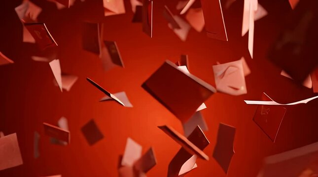 Falling Red Money Envelopes Ang Pao Slow Motion Video.