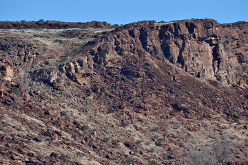 Massive granite rock formation in the mountains