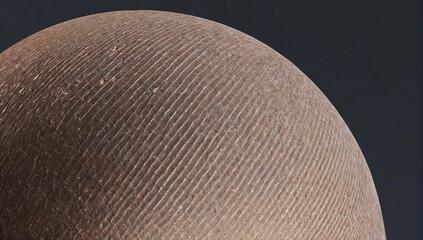 Close-up of a textured, spherical surface with carved parallel lines