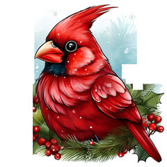 A colorful red macaw parrot sits on a tropical tree branch in the wild jungle nature illustration featuring vibrant green and blue feathers and a sharp beak