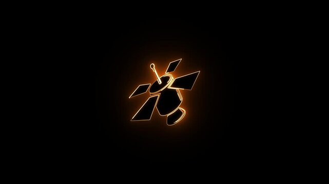 Abstract neon electric fan icon animation on black background.