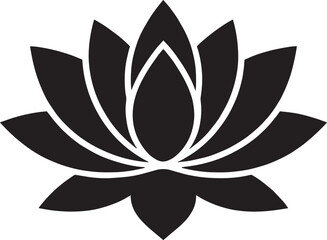 Lotus Flower Silhouette Vector &ndash; Clean Flat Black Floral Icon on White Background