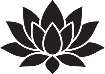 Lotus Flower Silhouette Vector &ndash; Minimal Luxury Botanical Icon on White Background
